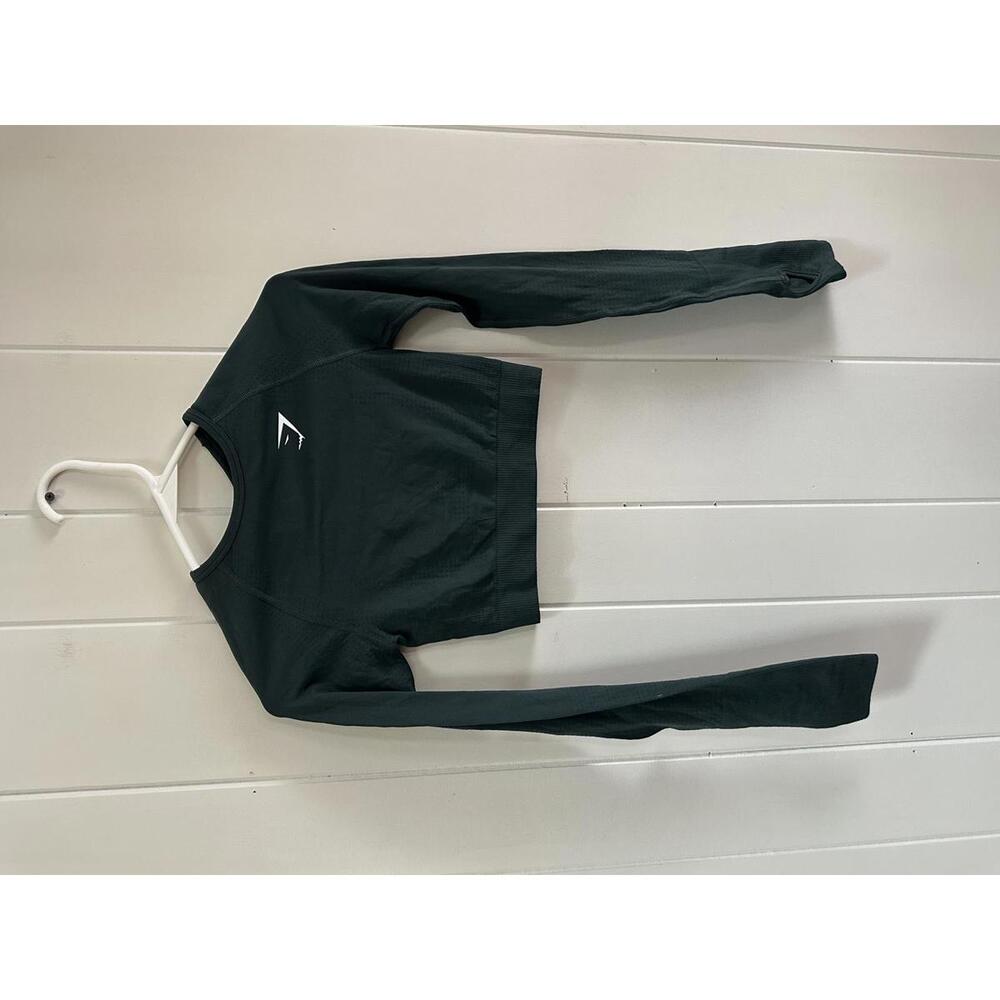 Gymshark Dark Green Long Sleeve Cropped athletic Top XS